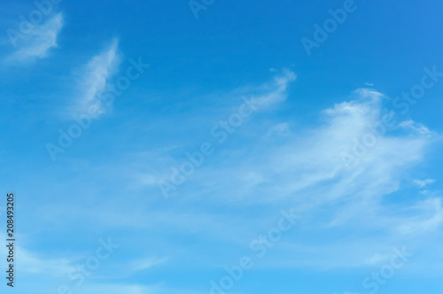 Blue sky with white clouds. Fluffy clouds on the blue sky.