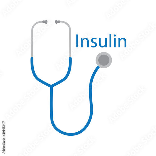 insulin word and stethoscope icon- vector illustration