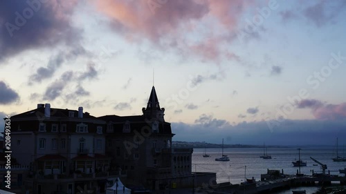 Time Lapse sunrise on a medieval castle on the seashore