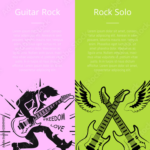 Guitar Rock and Solo Posters with Text Vector
