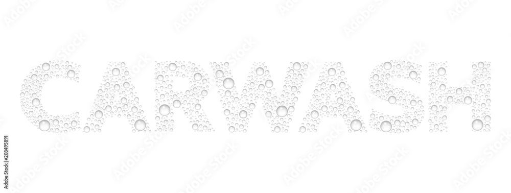 Text from droplets texture. Word Carwash.