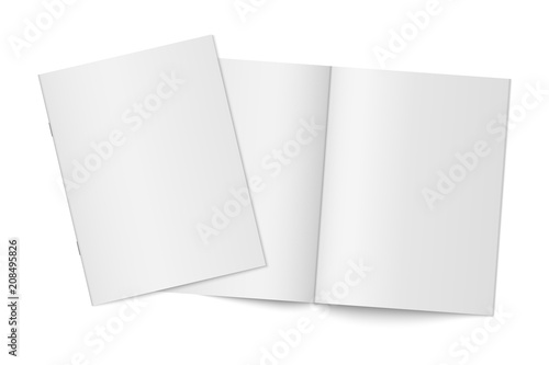 Mockup of two thin books with soft cover isolated.