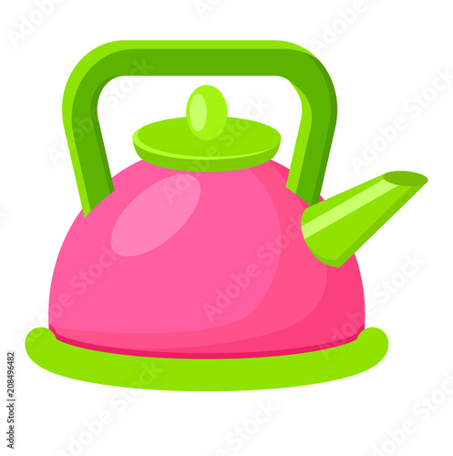 Cartoon Style Colorful Kettle Vector Illustration