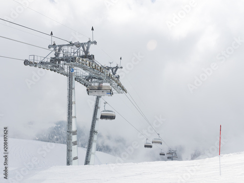 Ski lift in the mountains, Sochi