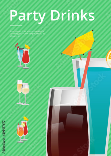 Party Drinks Promo Poster with Cocktail Menu List