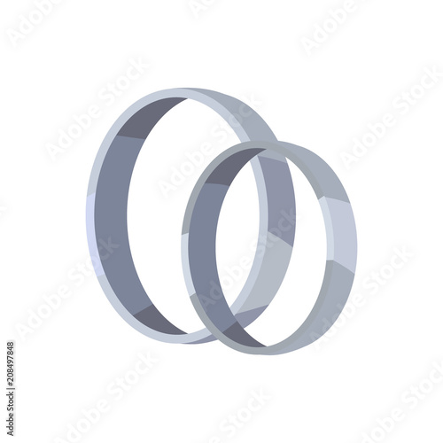 Pair of Silver or Platinum Wedding Rings Vector
