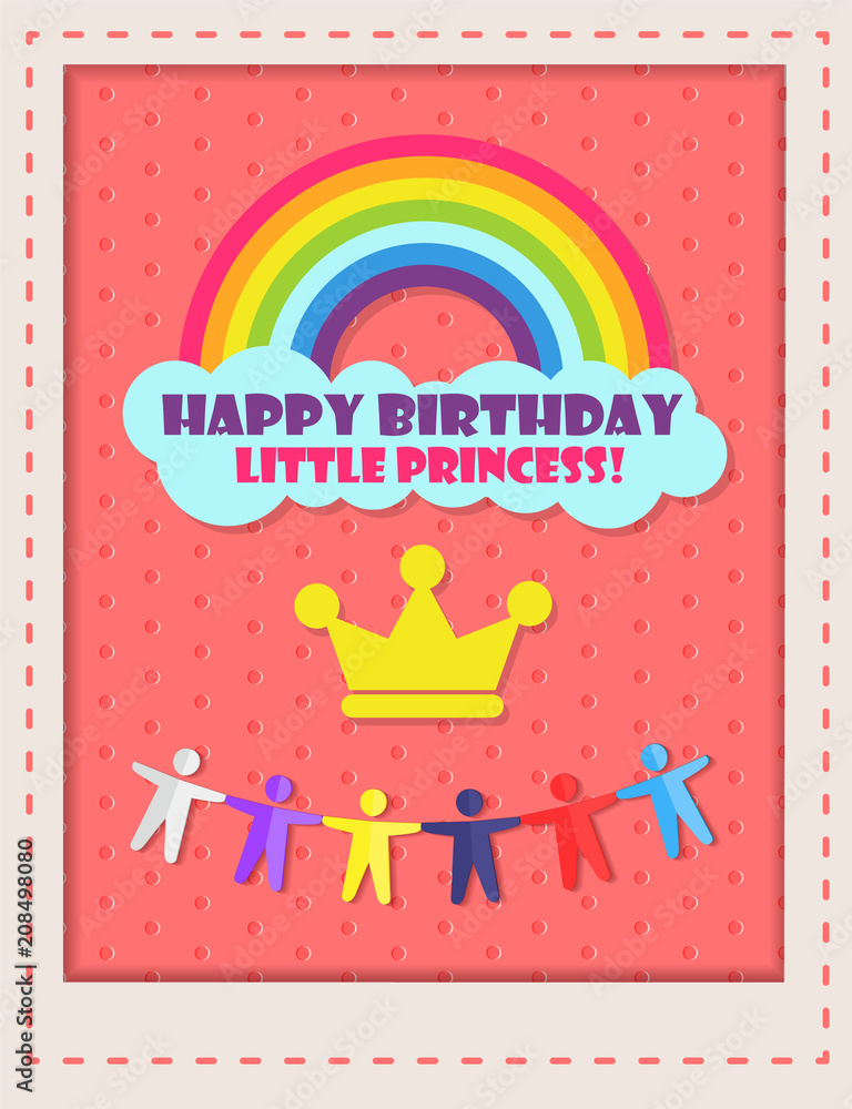Happy Birthday Princess, Card Vector Illustration