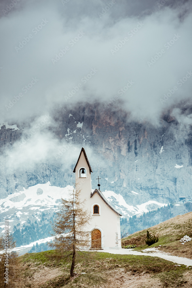 Lonely Chapel in remote Italian Tyrol mountains
