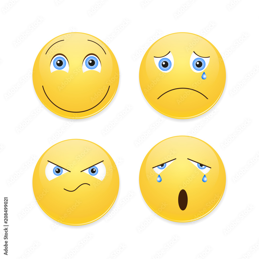 Persons with emotions .Icons with a smile ,vector Persons with emotions .Icons with a smile ,vector
