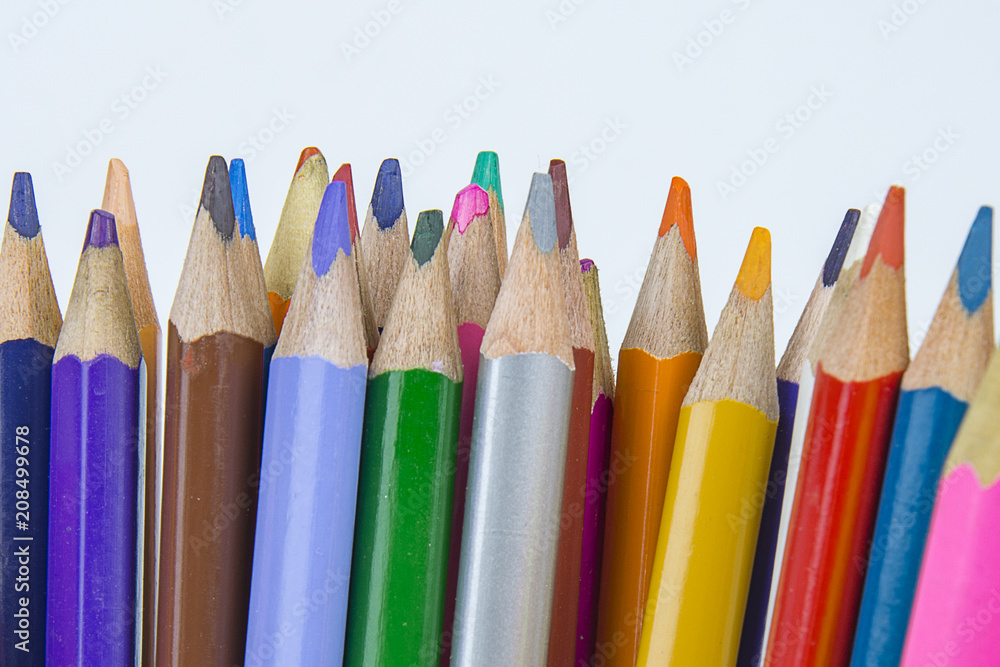Fototapeta premium multi-colored pencils rainbow colors office background