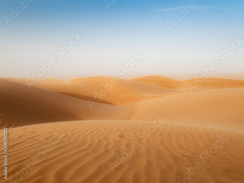 The dunes of the Wahiba Sands desert in Oman at sunset during a typical summer sand storm - 5