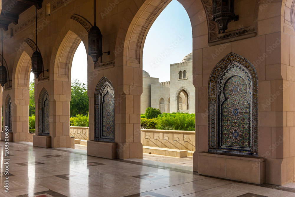 Arches and gardens of the Muscat Grand Mosque - 1