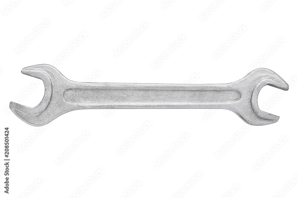 silver adjustable wrench isolated on white background. silver adjustable wrench isolated on white background.