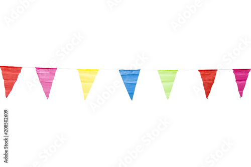 Birthday decoration flags isolated on white background