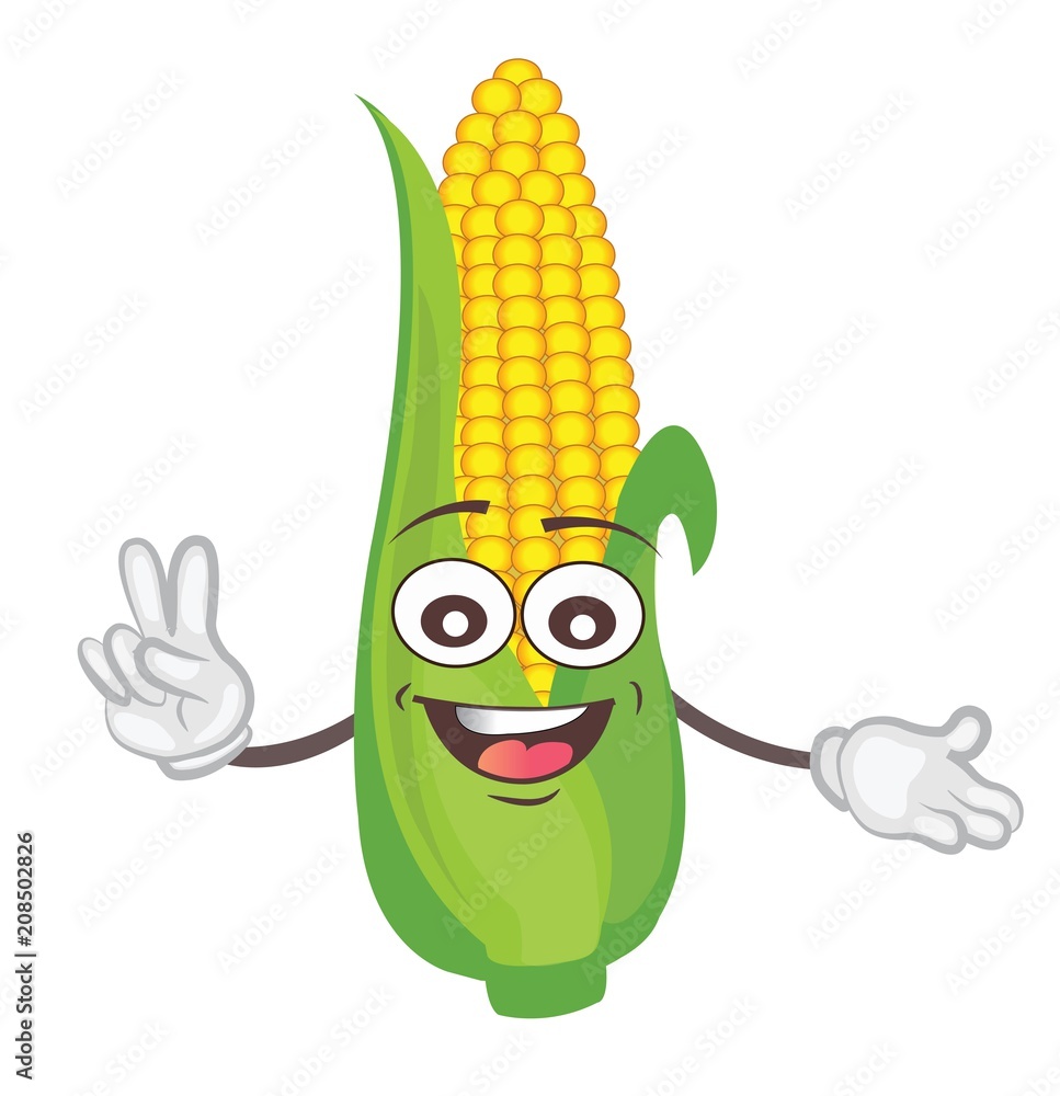 cute corn character. cartoon vector illustration Stock Illustration ...