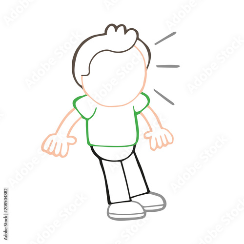 Vector hand-drawn cartoon of man shocked and surprised
