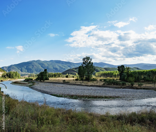 Picturesque landscape with the Struma River, Bulgaria.