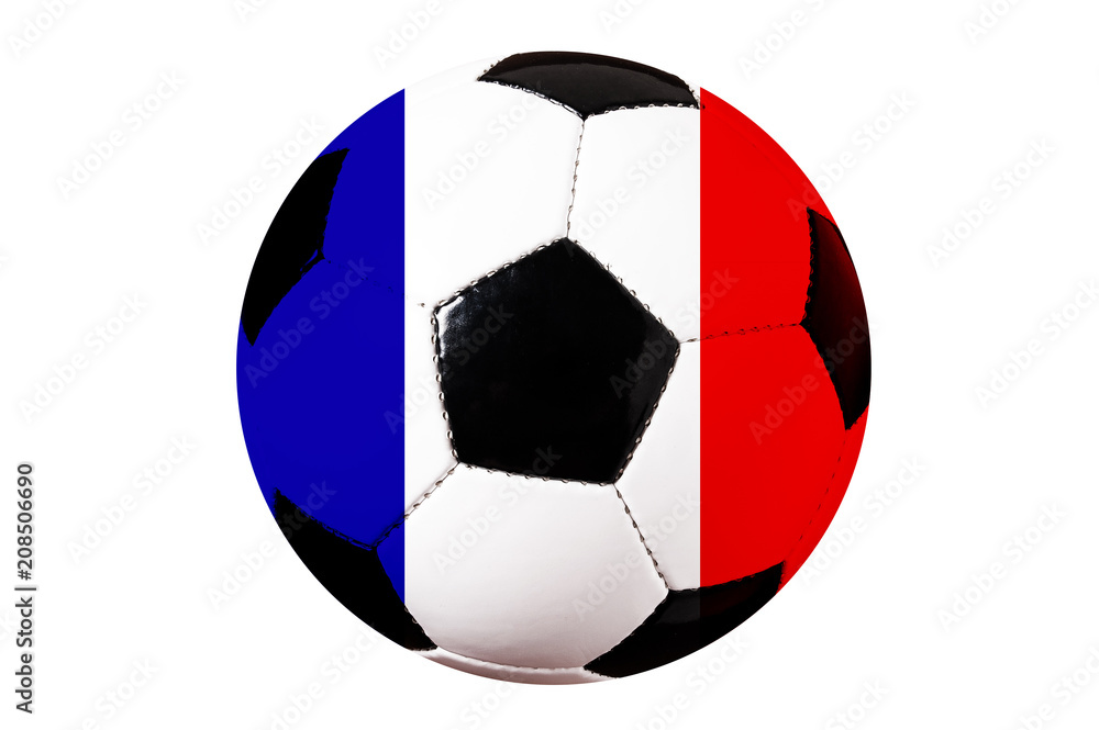 Fussball Ball, Fahne Frankreich, isoliert auf weiss