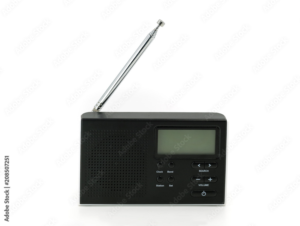 black mini radio isolated on white background black mini radio isolated on white background