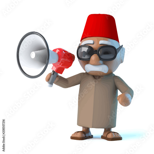 Vector 3d Moroccan with megaphone