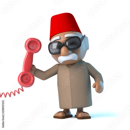 Vector 3d Moroccan answers the phone
