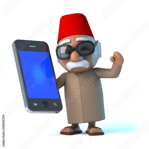Vector 3d Moroccan using his smartphone