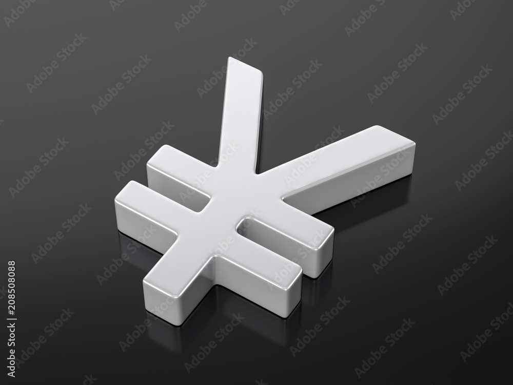 Metallic yen symbol Metallic yen symbol