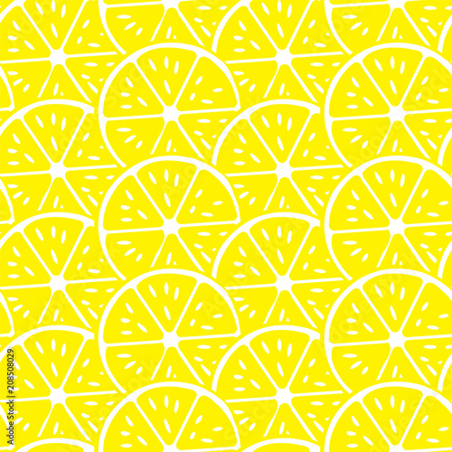 ABSTRACT LEMON SLICE SEAMLESS VECTOR PATTERN. FRESH SUMMER FEELING PATTERN