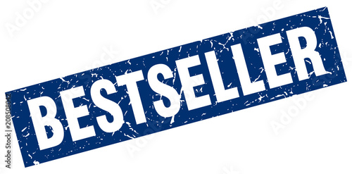 square grunge blue bestseller stamp