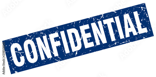 square grunge blue confidential stamp
