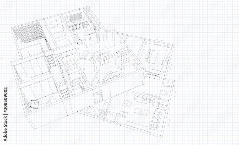 3d render modern sketch apartment 3d render modern sketch apartment