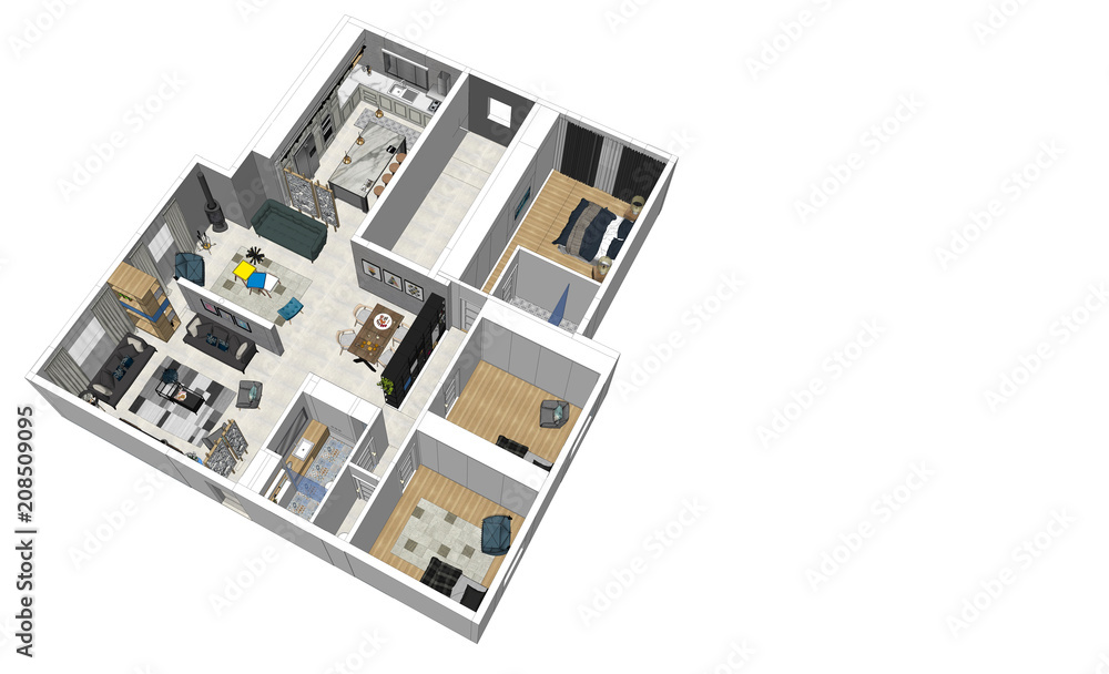 Naklejka premium 3d render modern apartment