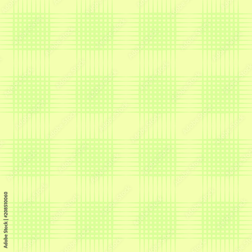 Seamless vector crosshatch pattern, seamless checkered, plaid pattern, modern geo, geometric background in green and yellow, seamless fabric print