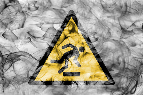 Foto Risk of stumbling hazard warning smoke sign