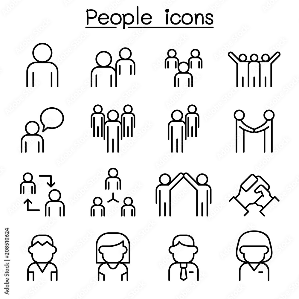 people icon set in thin line style people icon set in thin line style