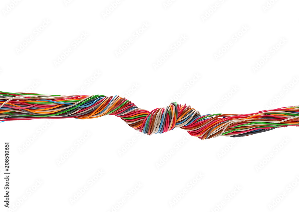 Telecommunication network cables isolated on white background, with clipping path Telecommunication network cables isolated on white background, with clipping path