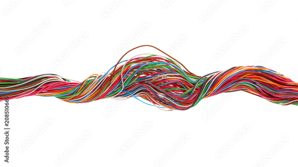 Telecommunication network cables isolated on white background, with clipping path 