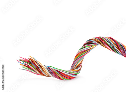Telecommunication network cables isolated on white background, with clipping path 
