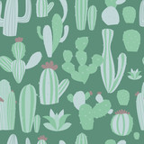 Cacti seamless pattern with succulen green cactus vector illustration.