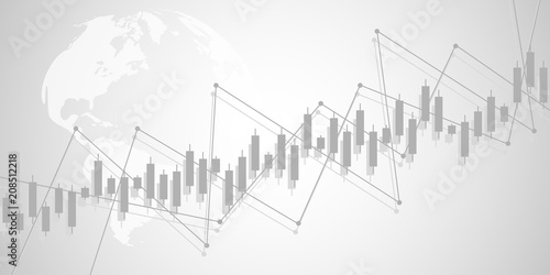Business candle stick graph chart of stock market investment trading. Trend of graph. Vector illustration