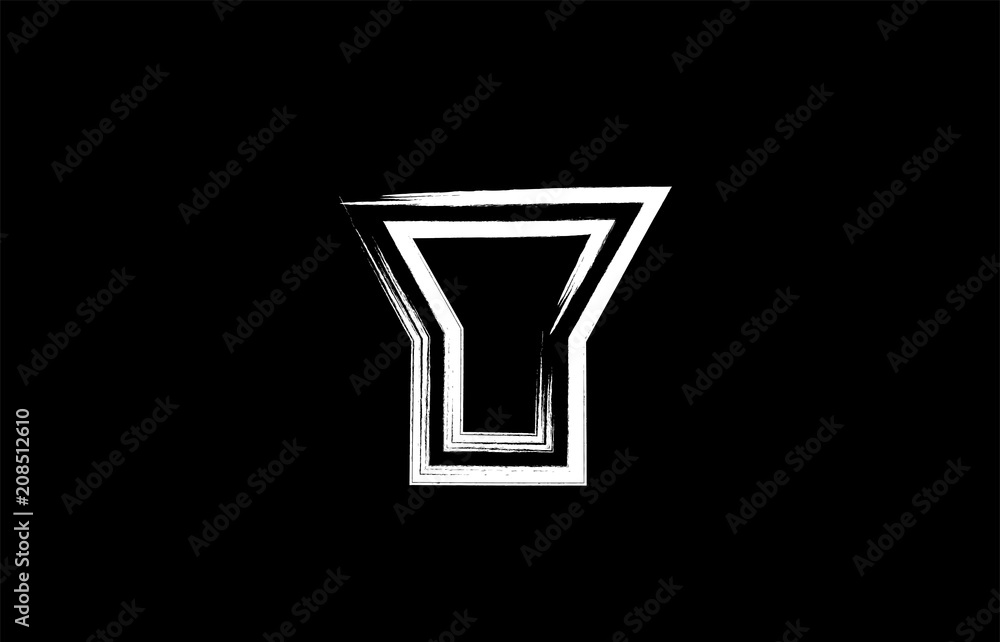 grunge black and white alphabet letter y logo icon design