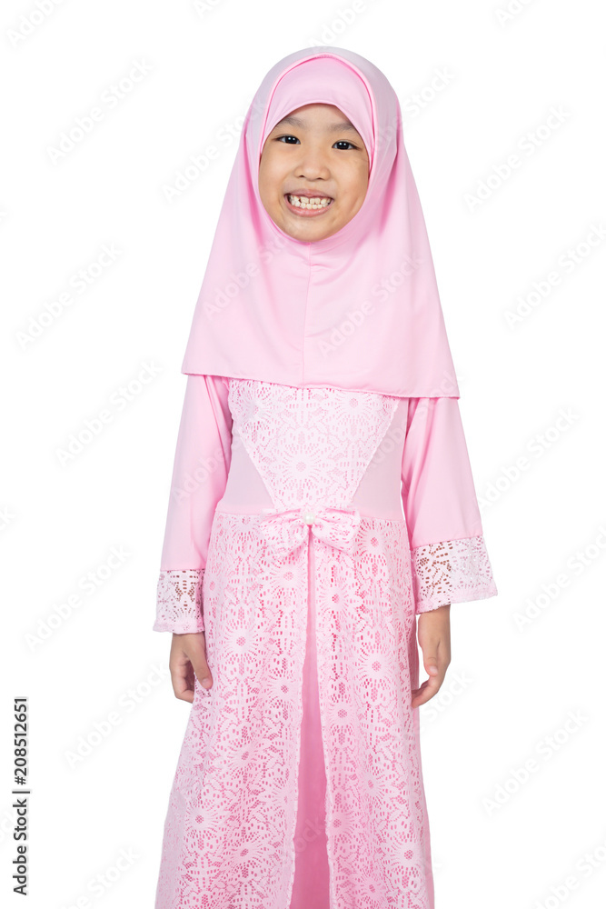 Asian Little Chinese Girl wearing traditional Malay costume