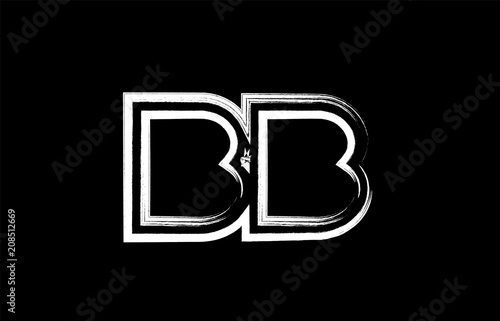 grunge black and white alphabet letter combination bb b b logo icon design