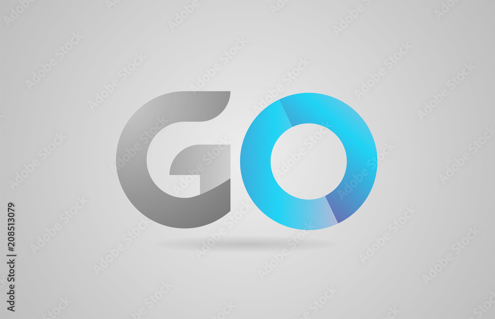 grey blue alphabet letter go g o logo icon design grey blue alphabet letter go g o logo icon design