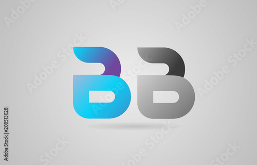grey blue alphabet letter bb b b logo icon design
