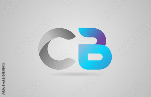 grey blue alphabet letter cb c b logo icon design