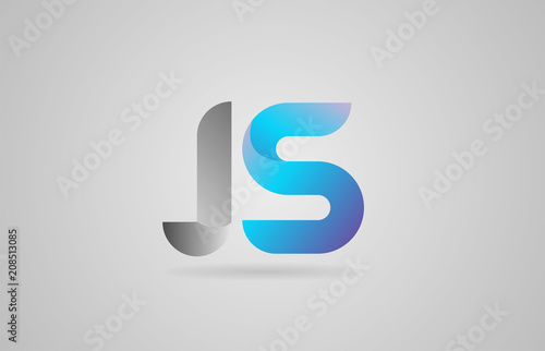 grey blue alphabet letter js j s logo icon design