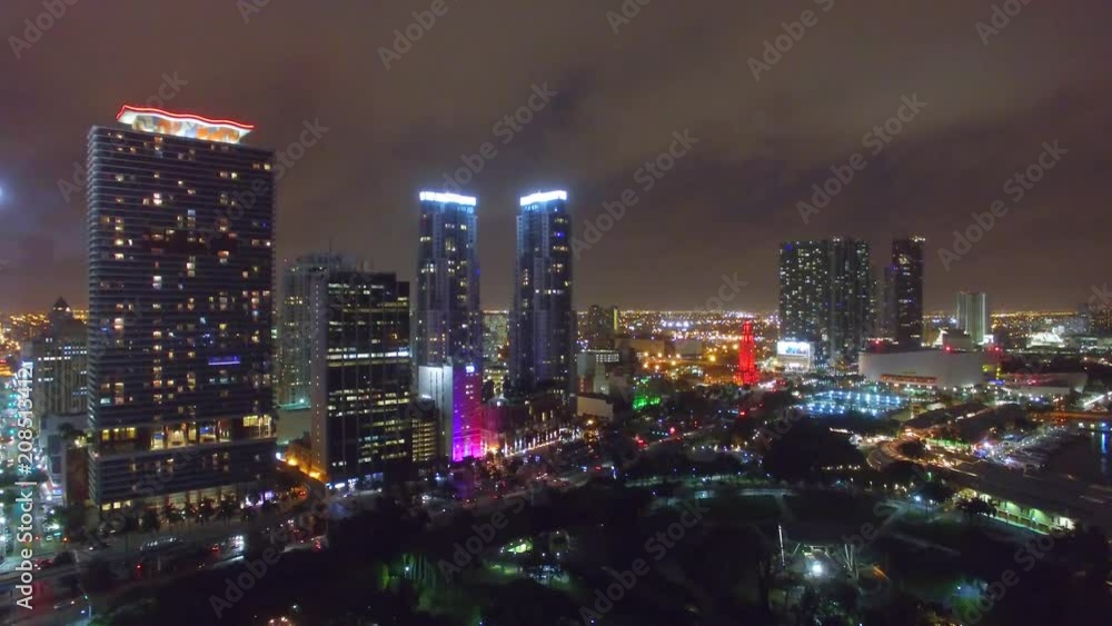 Downtown Miami at night, aerial view Downtown Miami at night, aerial view