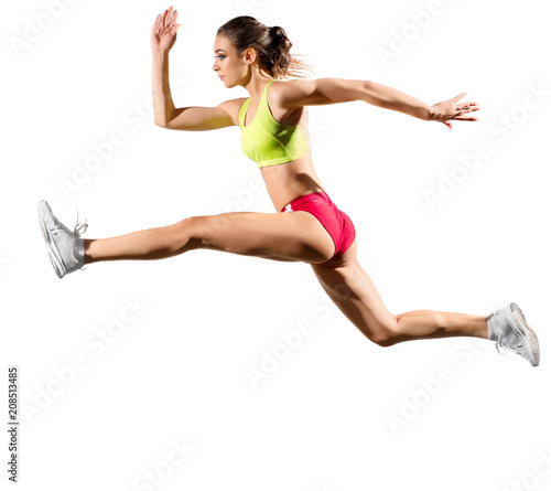 Young girl runner isolated