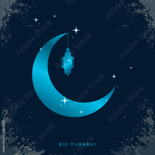 Eid Mubarak islamic design crescent moon with arabic calligraphy template design